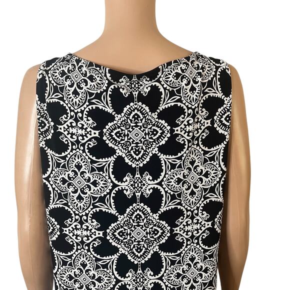 White House Black Market Dress Womens Large Black White Sleeveless Shift A-Line - Picture 7 of 11
